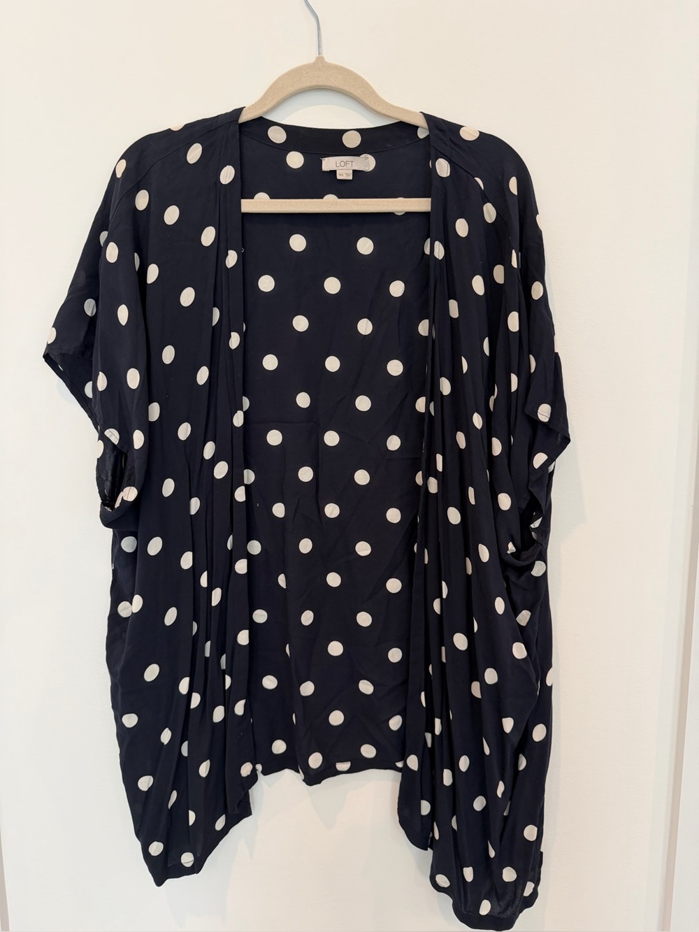 LOFT Black and White Polka Dot Open-Front Tunic